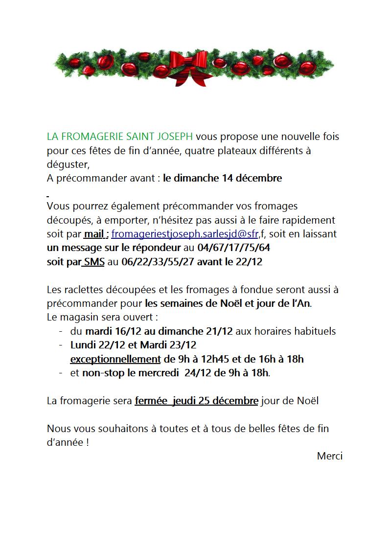 Recommandations noel et jour de l'an